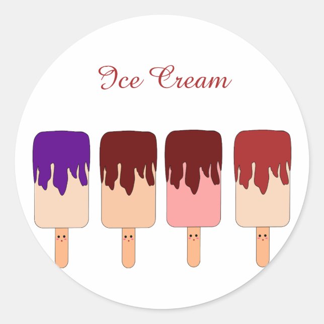 Redonda Kawaii Ice Cream Pegatina (Anverso)