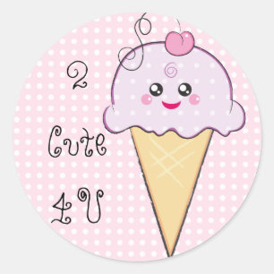 Redonda Kawaii Ice-Cream Pegatina