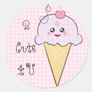 Redonda Kawaii Ice-Cream Pegatina
