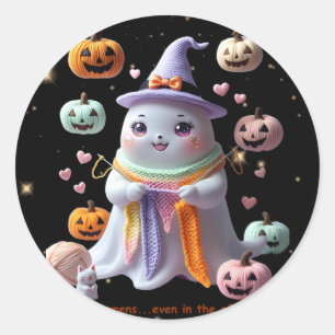Redonda *Kawaii Pegatina de punto fantasma - Cute Hallowee