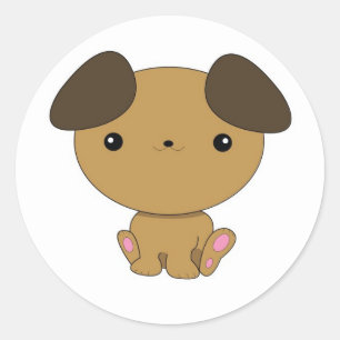 Redonda Kawaii Puppy Pegatina