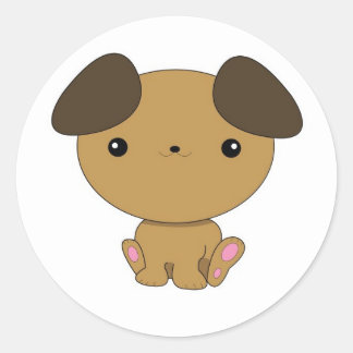 Redonda Kawaii Puppy Pegatina