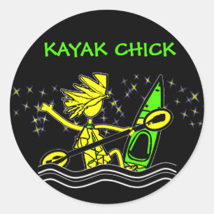 Redonda Kayak Chick Fun Round Pegatina