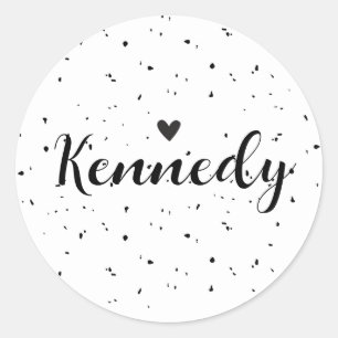 Redonda Kennedy Nombre Pegatina Minimal Modern Heart Speck