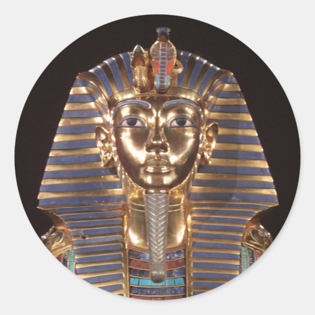 Redonda King Tut Pegatina (Anverso)