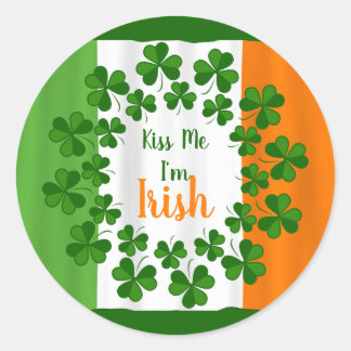 Redonda Kisme Irish Shamrock Pegatina de la bandera de Irl