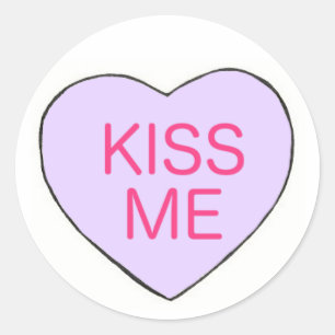 Redonda KISS ME Pegatina El día de San Valentín de cardena
