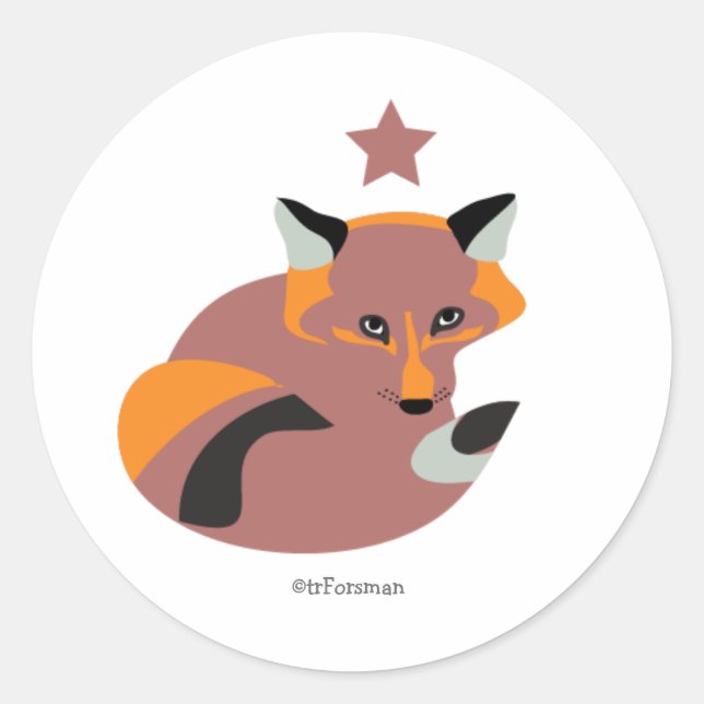 Redonda Kit Fox con pegatina estrella de Navidades.v2 (Anverso)