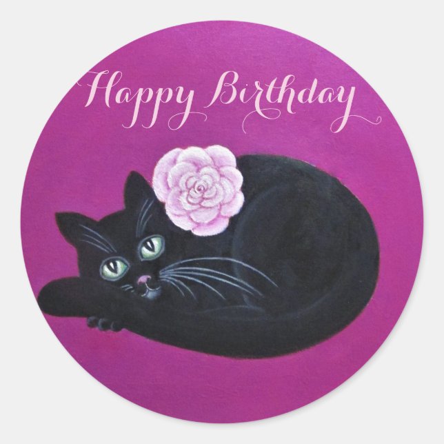 Redonda Kitty Kat/Happy Birday Pegatina (Anverso)