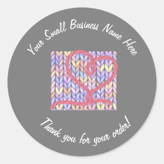 Redonda Knit Yarn Heart Gracias Pegatina De Pequeñas Empre