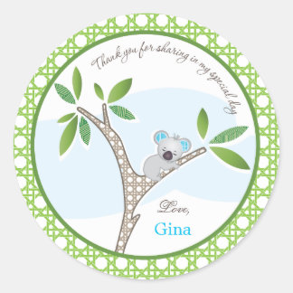 Redonda Koala Bear | Pegatina Baby Shower Favor