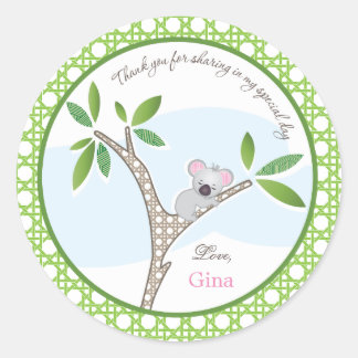 Redonda Koala Bear | Pegatina Baby Shower Favor
