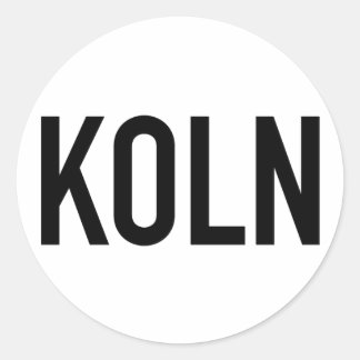 Redonda KOLN Pegatina | Negro Sobre Blanco