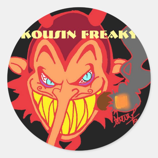 Redonda Kousin Freaky Monster Classic Round Pegatina (Anverso)