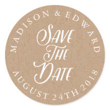 Kraft Paper Save the Date boda pegatina