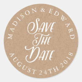 Redonda Kraft Paper Save the Date boda pegatina