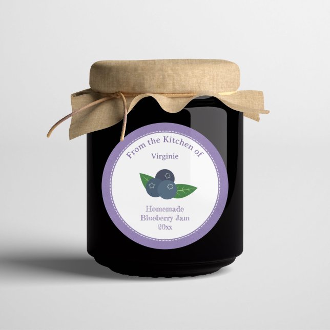 Redonda Kraft Rustic Blueberry Jam Label Pegatina (Kraft Rustic Blueberry Jam Label Sticker)