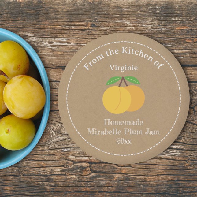 Redonda Kraft & Rustic Mirabelle Plum Jam Label Pegatina (Kraft & Rustic Mirabelle Plum Jam Label Sticker)
