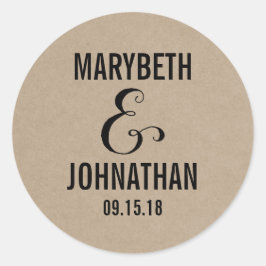 Redonda Kraft Rustic Modern We Do Script Boda Pegatina