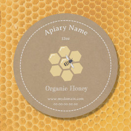 Redonda Kraft Rústico Honey Jar Label Pegatina para apicul