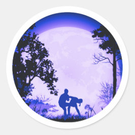 Redonda Krav Maga Groin Kick Full Moon Pegatina Purple