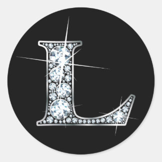 Redonda "L" Diamond Bling Pegatina