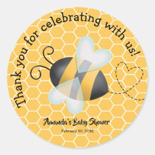 Redonda La abeja Baby Shower le agradece pegatina del