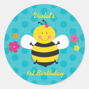 Redonda La abeja linda personalizó al pegatina para los