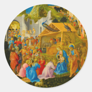 Redonda La admiración del Pegatina de la Natividad Magi