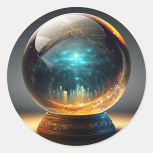 Redonda La bola de cristal del Pegatina de prosperidad