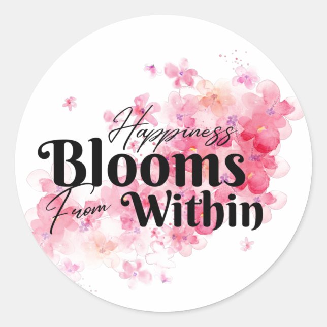 Redonda La felicidad florece desde dentro del Pegatina (Anverso)