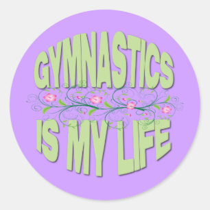 Redonda La gimnasia es mi Pegatina morado de vida