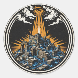 Redonda La Isla del Testigo Pegatina — Emblema Pulp