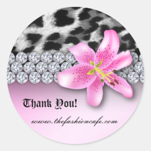 Redonda La Pegatina de Jewelry Leopard Lily Flower Gracias