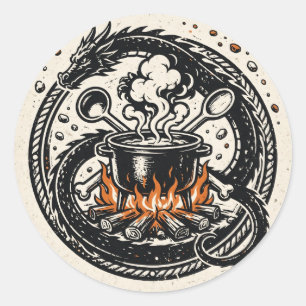 Redonda La pegatina del cocinero y el dragón — Emblema de