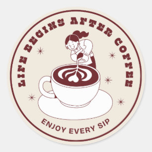 Redonda La vida comienza después del café Pegatina de insi
