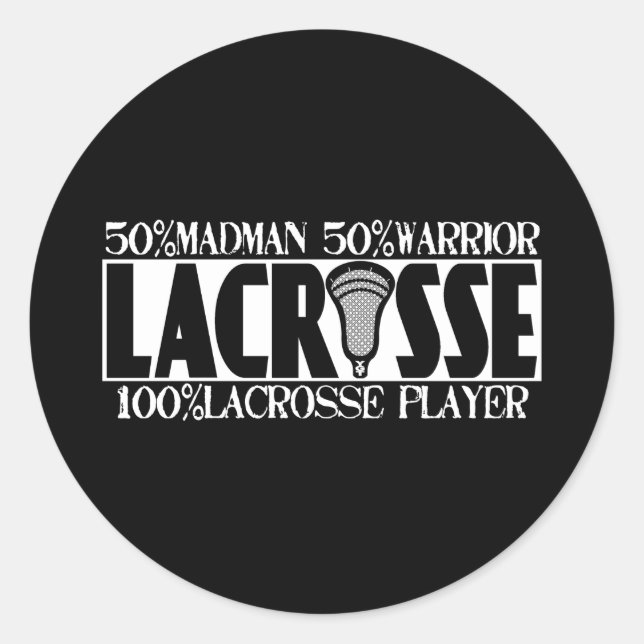 Redonda Lacrosse A 100% Pegatina (Anverso)