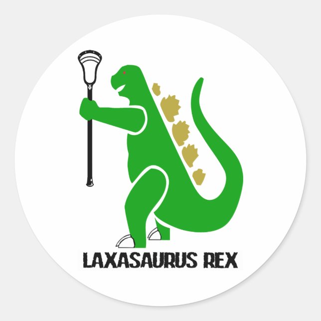 Redonda Lacrosse Diseña LaxasaurusRex Pegatina (Anverso)