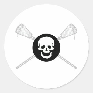 Redonda Lacrosse Diseña LaxBallSkullNoCrossSolid Pegatina