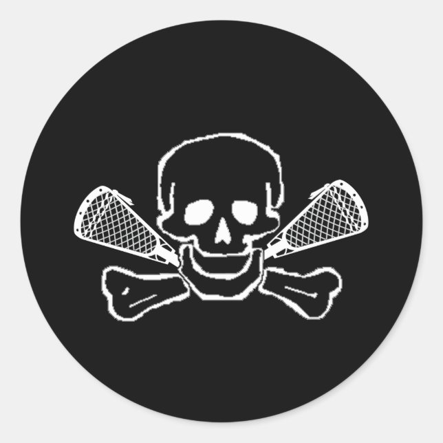 Redonda Lacrosse Diseña SkullTrans Pegatina (Anverso)