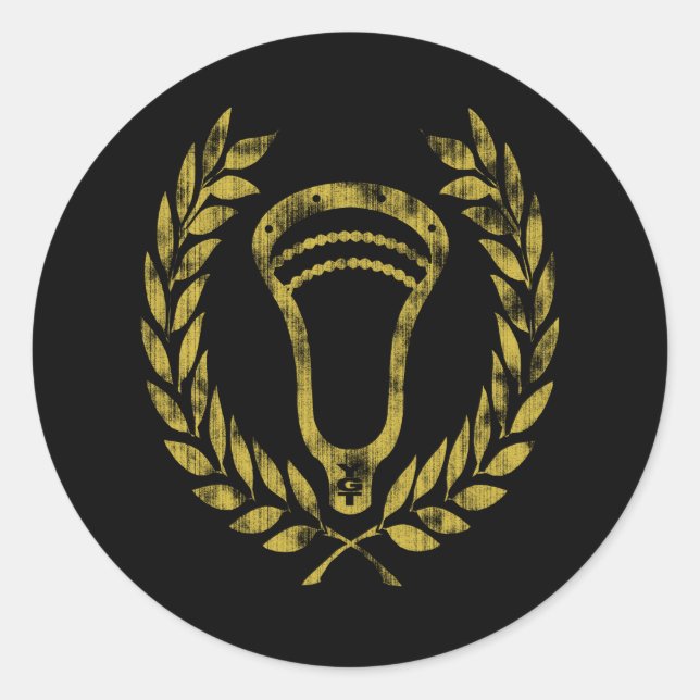 Redonda Lacrosse Diseña Wreath Fade Pegatina (Anverso)