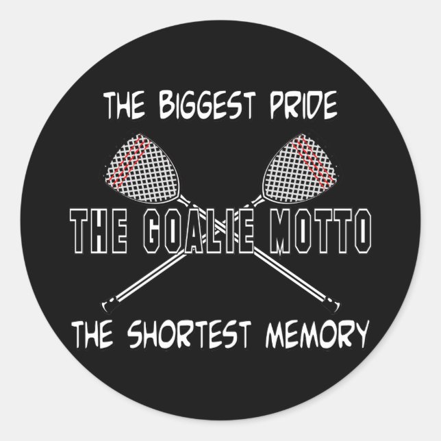 Redonda Lacrosse Goalie Motto Pegatina (Anverso)