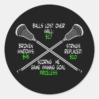 Redonda Lacrosse Humor sin precio 2 Pegatina