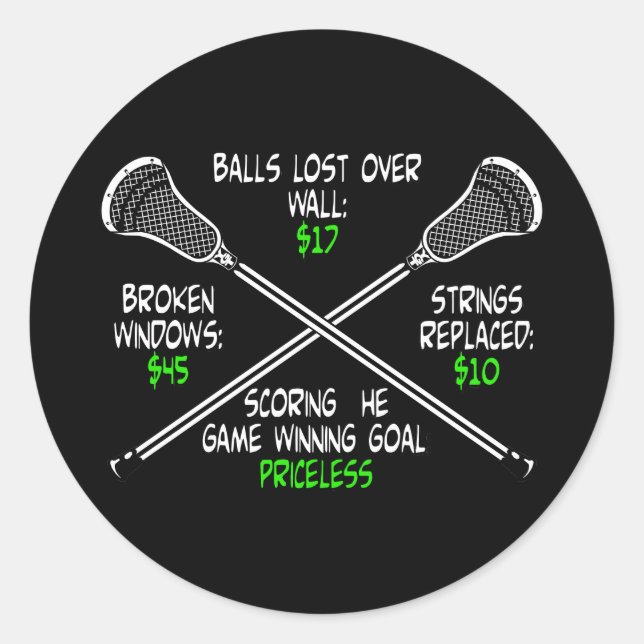 Redonda Lacrosse Humor sin precio 2 Pegatina (Anverso)