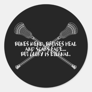 Redonda Lacrosse Motivation Glory Cosses Pegatina blanco