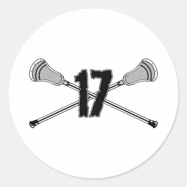 Redonda Lacrosse Número 17 Pegatina (Anverso)