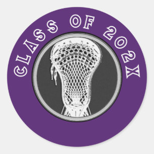 Redonda Lacrosse Seniors Purple Classic Round Pegatina