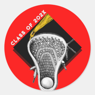 Redonda Lacrosse Seniors Red Classic Round Pegatina