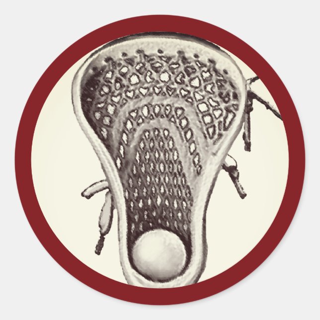 Redonda Lacrosse Team Maroon Classic Round Pegatina (Anverso)
