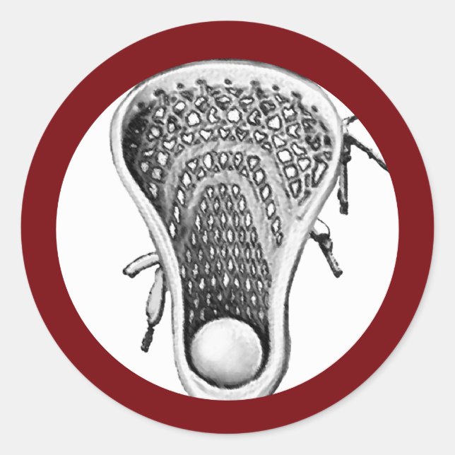Redonda Lacrosse Team Maroon Classic Round Pegatina (Anverso)